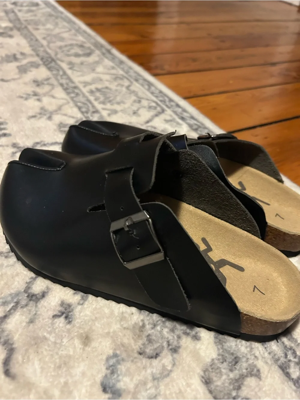 UGG Kids Black Split-Toe Buckle Moccasins